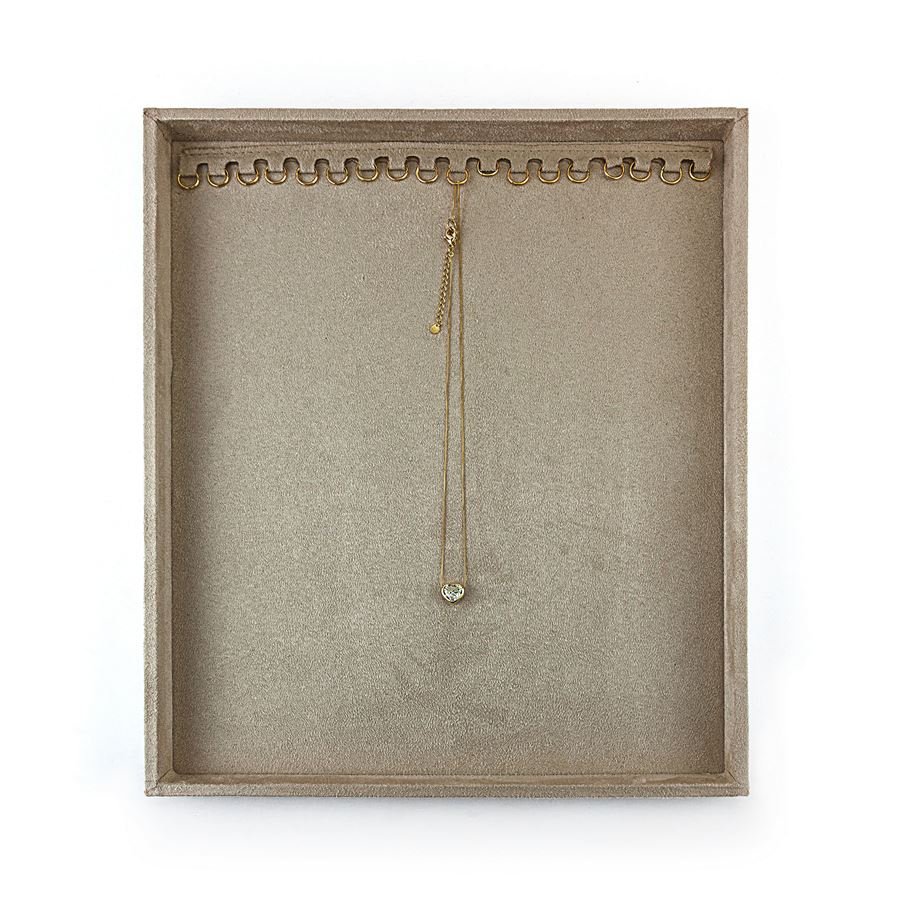 Bandeja Grande Expositora para Correntes - 29,5x36,5x2,3 cm. Suede Bege