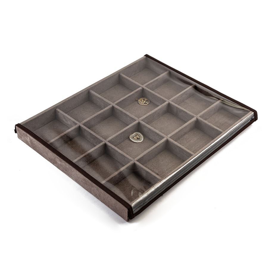Bandeja Grande Expositora para Joias - 29,5x36,5x3,3 cm. Suede Marrom