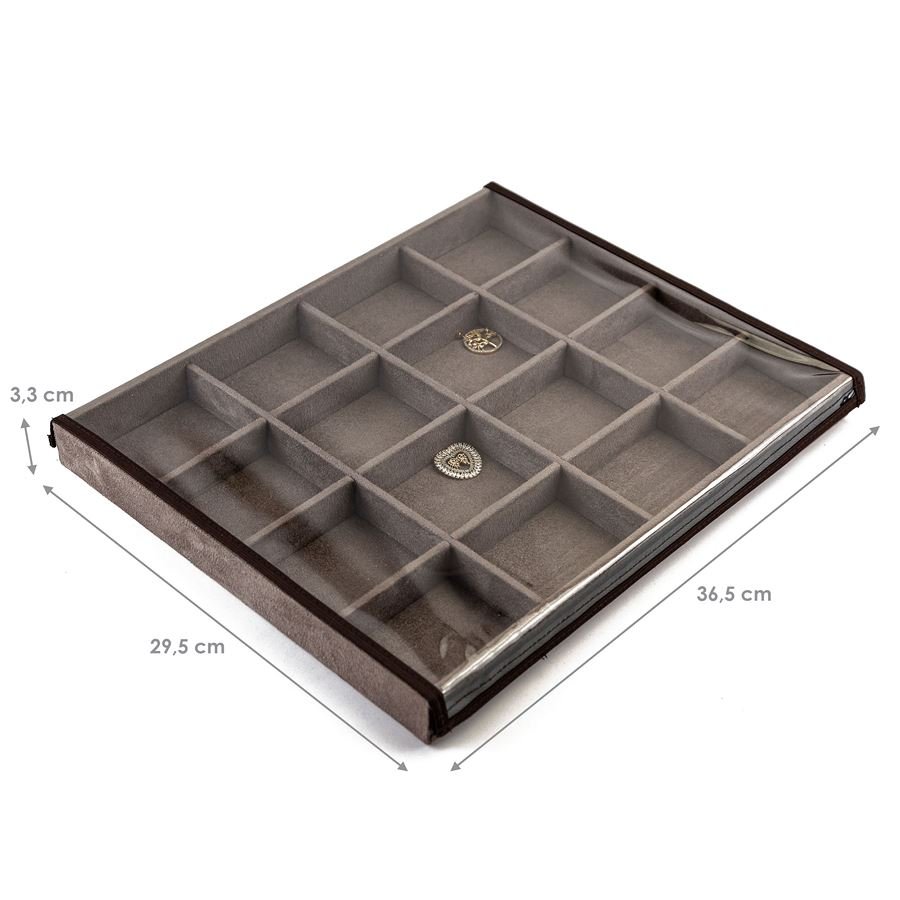 Bandeja Grande Expositora para Joias - 29,5x36,5x3,3 cm. Suede Marrom