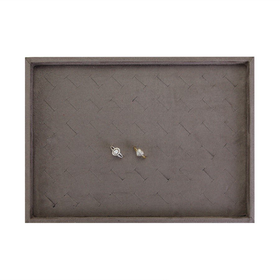 Bandeja Média Expositora para Anéis - 21,5x29,5x3,3 cm. Suede Marrom