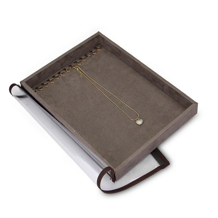 Bandeja Média Expositora para Correntes - 21,5x29,5x3,3 cm. Suede Marrom