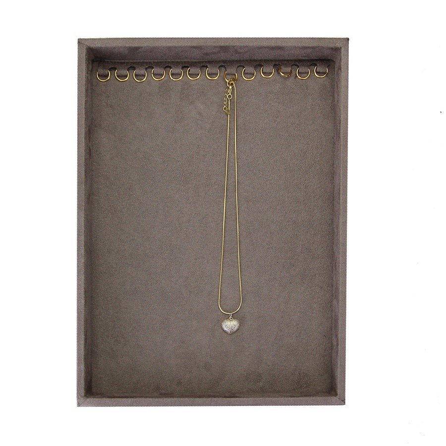 Bandeja Média Expositora para Correntes - 21,5x29,5x3,3 cm. Suede Marrom