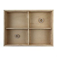 Bandeja Média Expositora para Joias - 21,5x29,5x3,3 cm. Suede Bege