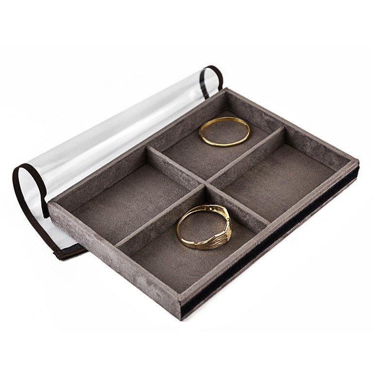 Bandeja Média Expositora para Joias - 21,5x29,5x3,3 cm. Suede Marrom