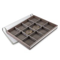 Bandeja Grande Expositora para Joias - 29,5x36,5x3,3 cm. Rodes Capuccino Metalizado - Suede Marrom