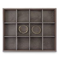 Bandeja Grande Expositora para Joias - 29,5x36,5x3,3 cm. Rodes Capuccino Metalizado - Suede Marrom