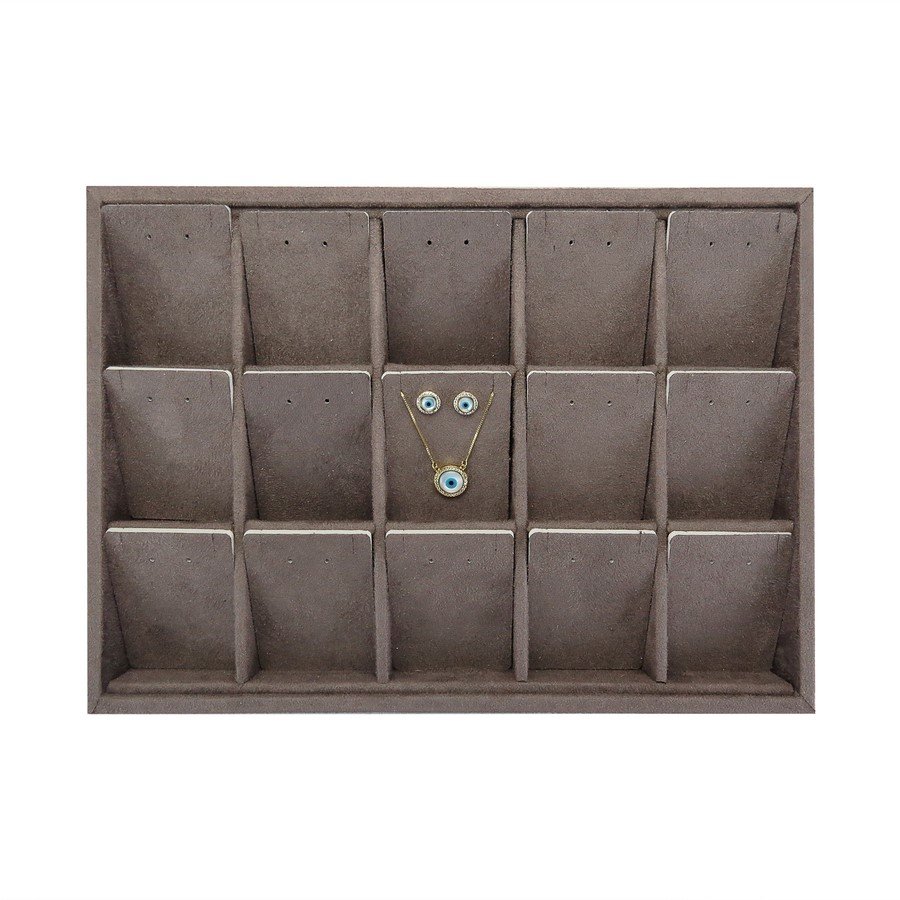 Bandeja Expositora para Brincos e Gargantilhas-21,5x29,5x3,3 Suede Marrom