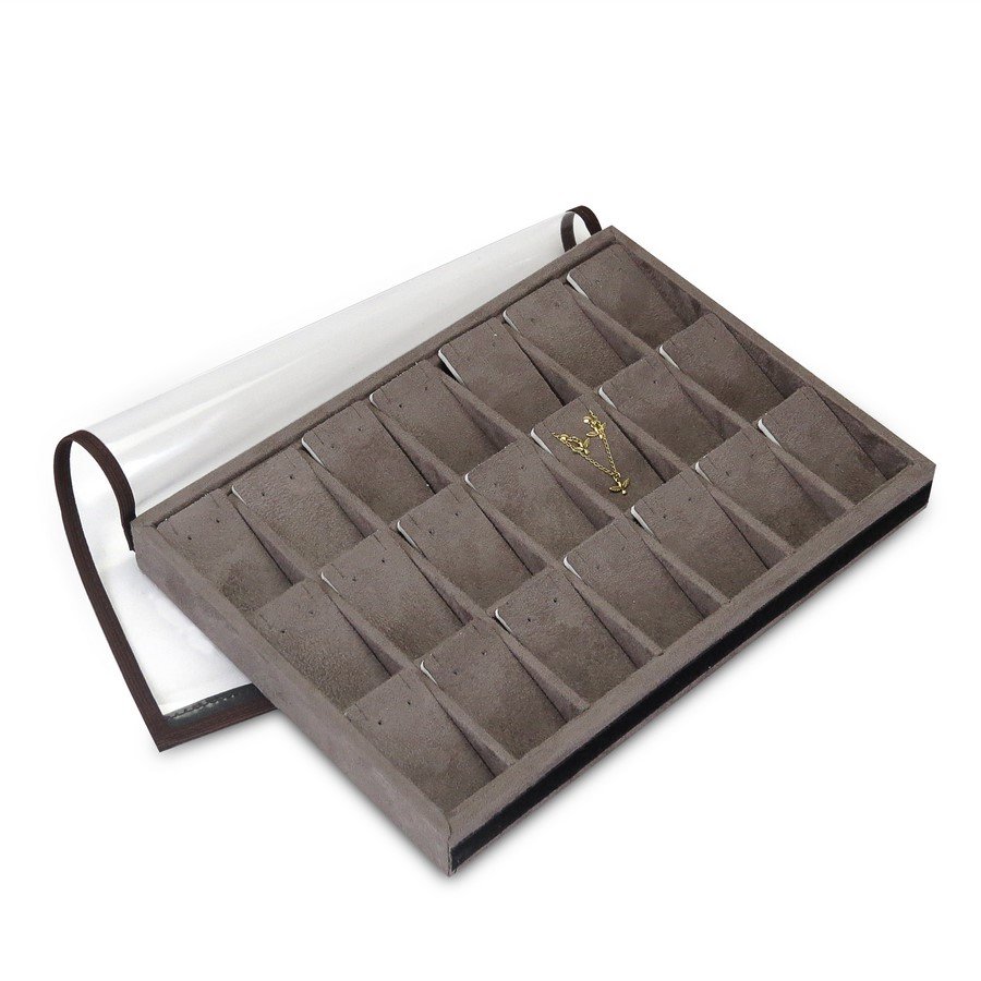 Bandeja Expositora para Brincos e Gargantilhas-21,5x29,5x3,3 Suede Marrom