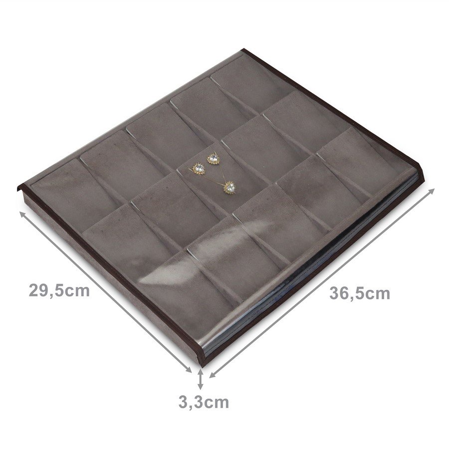Bandeja Expositora para Brincos e Gargantilhas-29,5x36,5x3,3 Suede Marrom