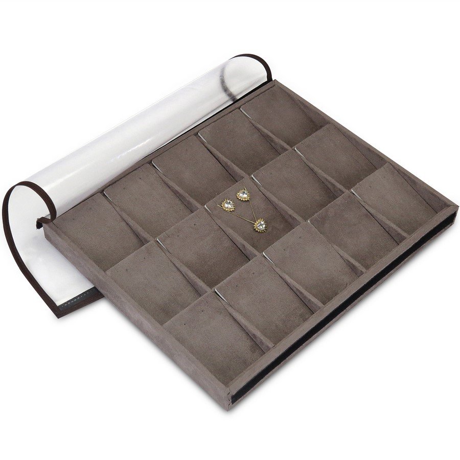 Bandeja Expositora para Brincos e Gargantilhas-29,5x36,5x3,3 Suede Marrom