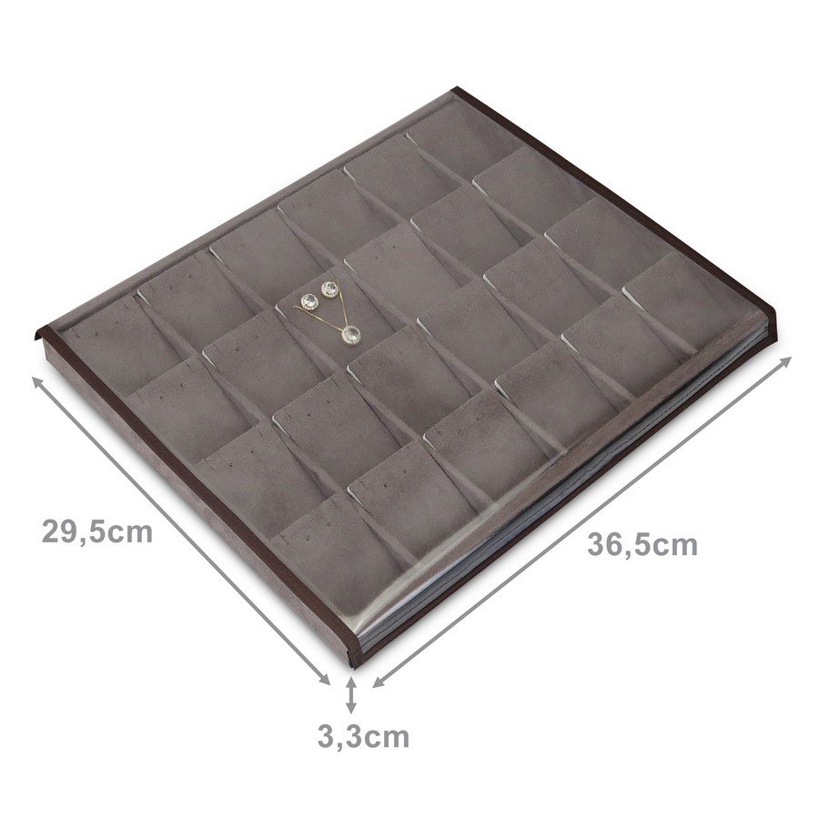 Bandeja Expositora para Brincos e Gargantilhas-29,5x36,5x3,3 Suede Marrom
