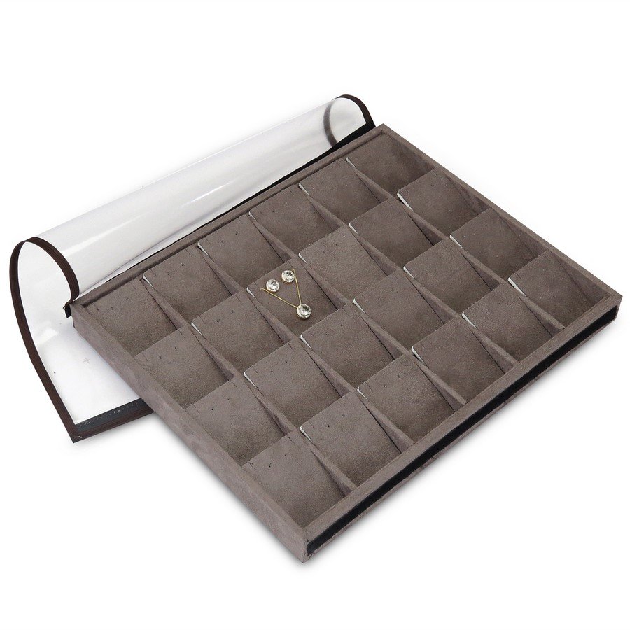 Bandeja Expositora para Brincos e Gargantilhas-29,5x36,5x3,3 Suede Marrom