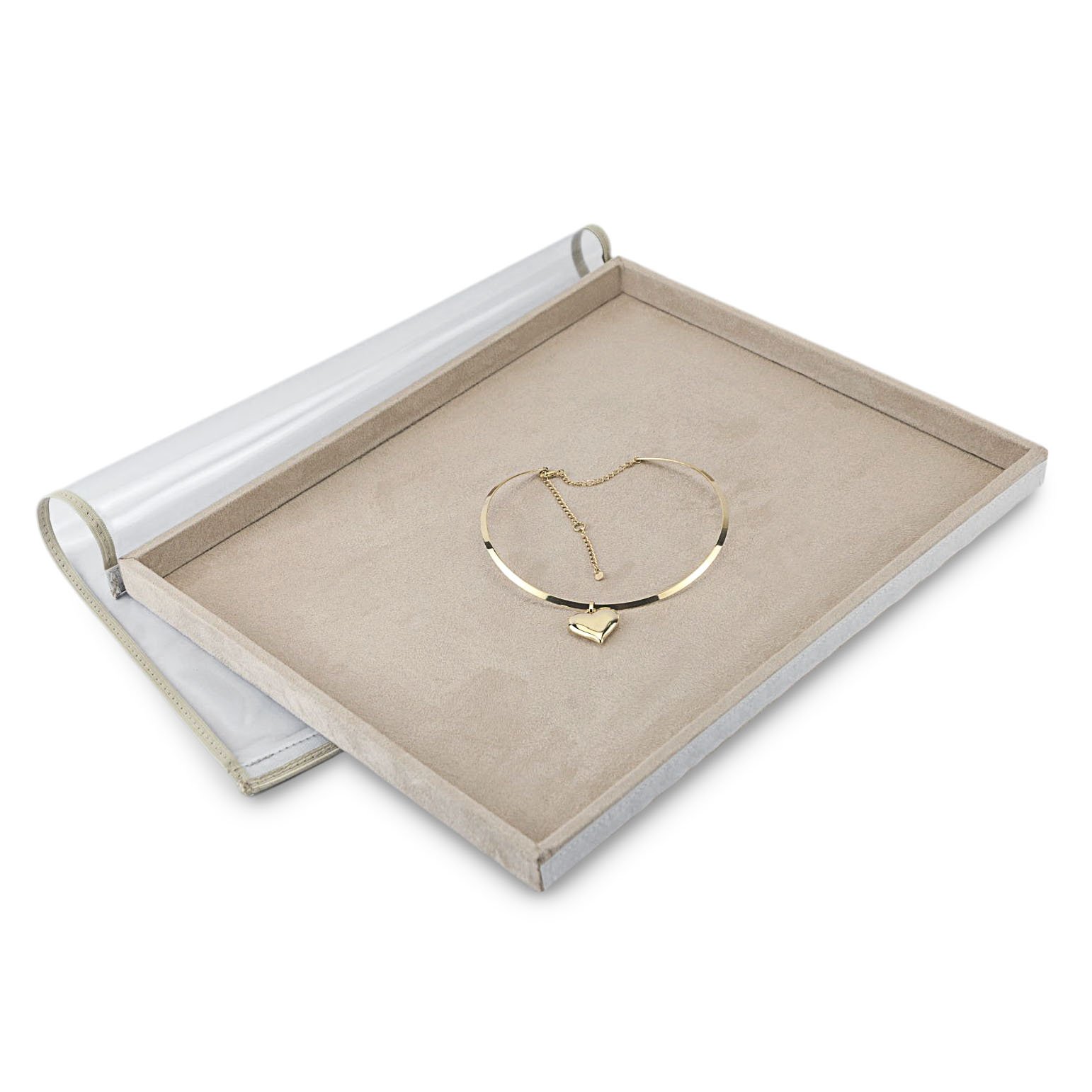 Bandeja Grande Expositora para Joias - 29,5x36,5x2,3 cm. Suede Bege
