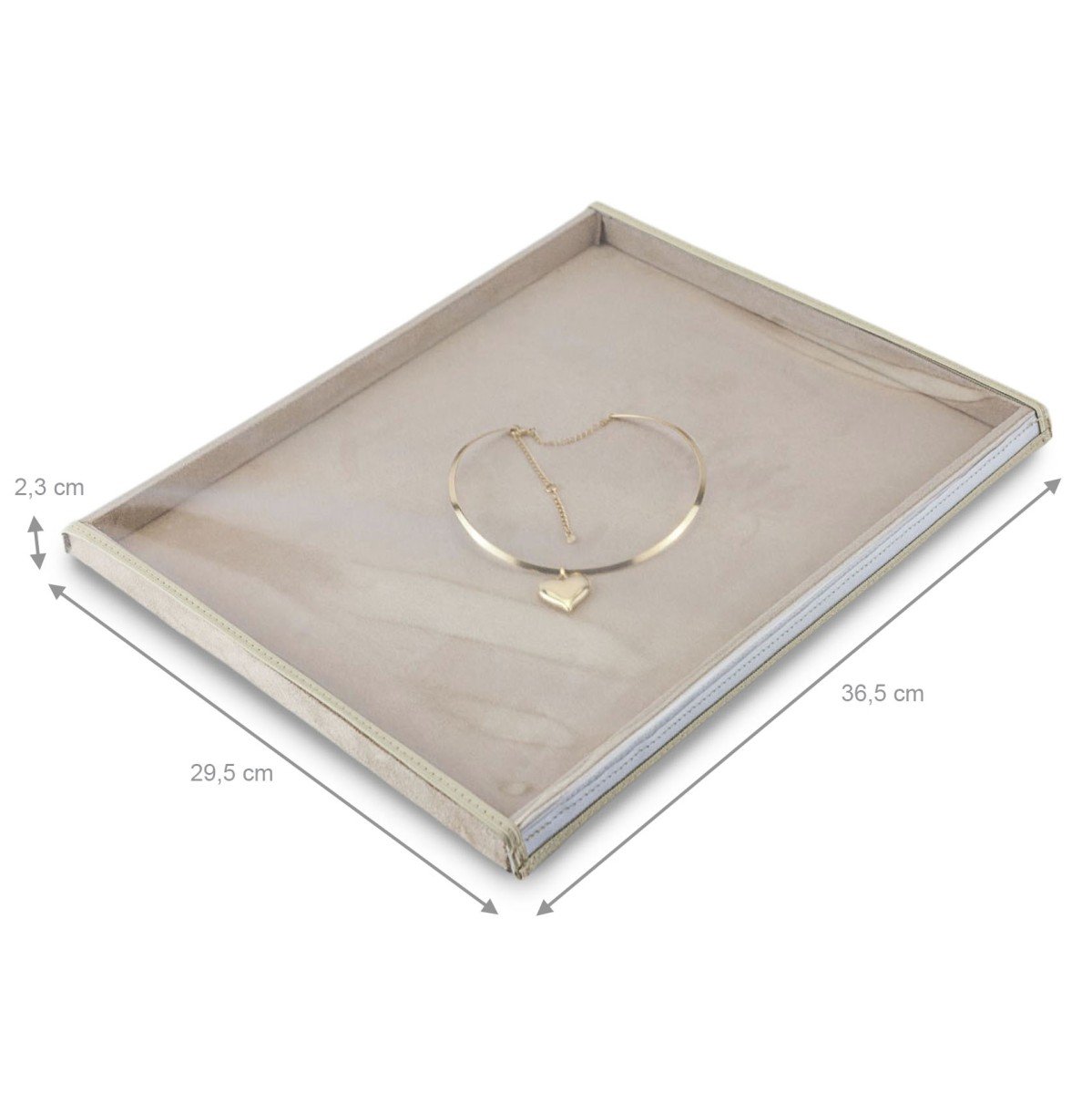 Bandeja Grande Expositora para Joias - 29,5x36,5x2,3 cm. Suede Bege