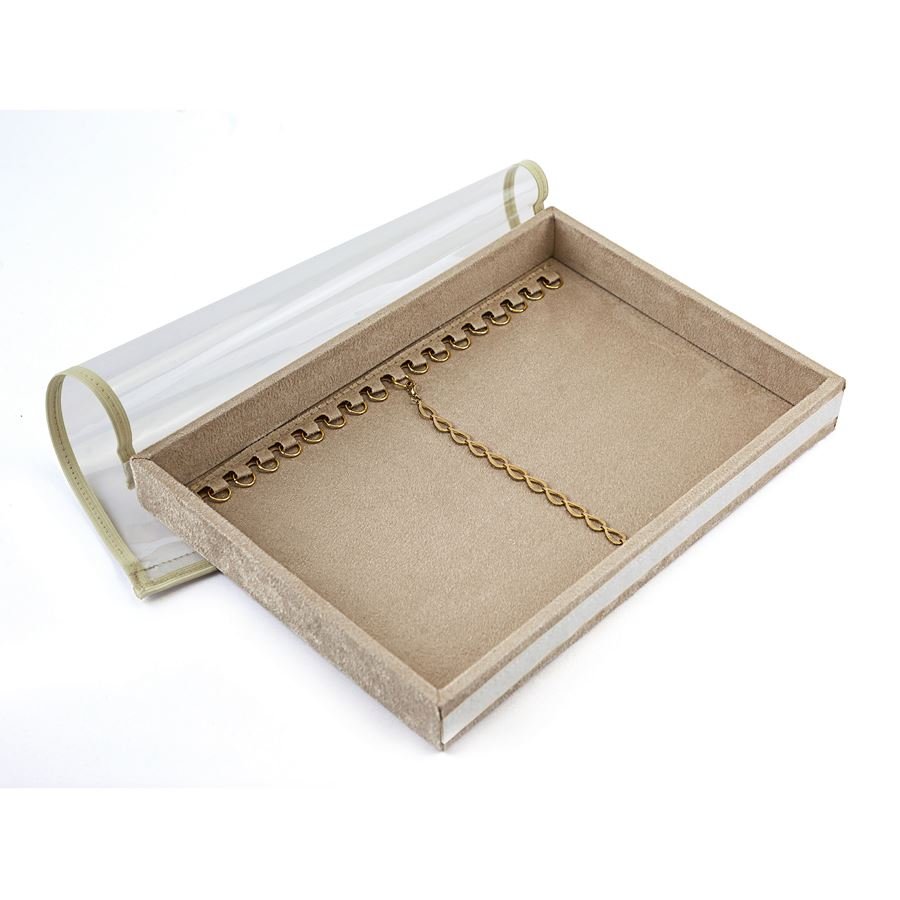 Bandeja Média Expositora para Pulseiras - 21,5x29,5x3,3 cm. Suede Bege