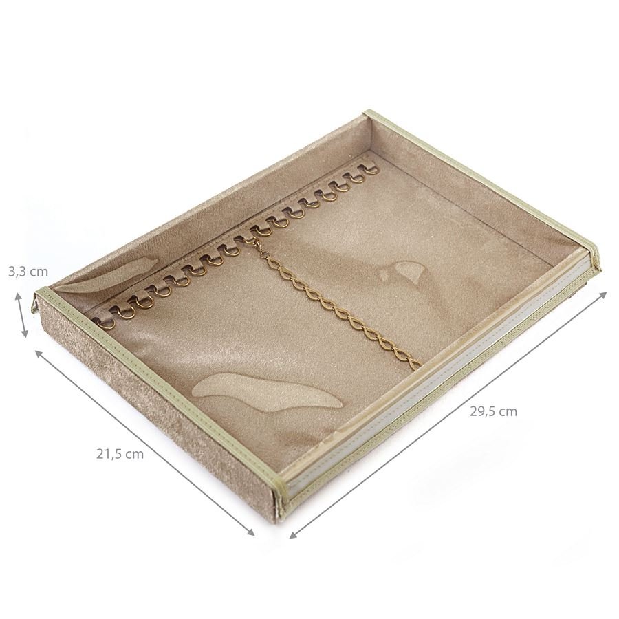 Bandeja Média Expositora para Pulseiras - 21,5x29,5x3,3 cm. Suede Bege