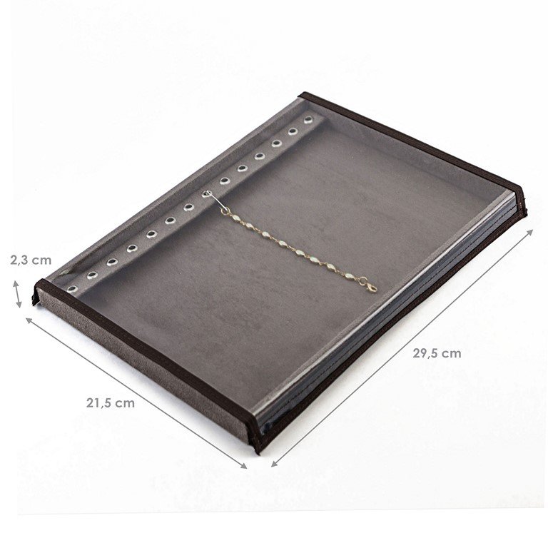 Bandeja Média Expositora para Pulseiras - 21,5x29,5x3,3 cm. Suede Marrom