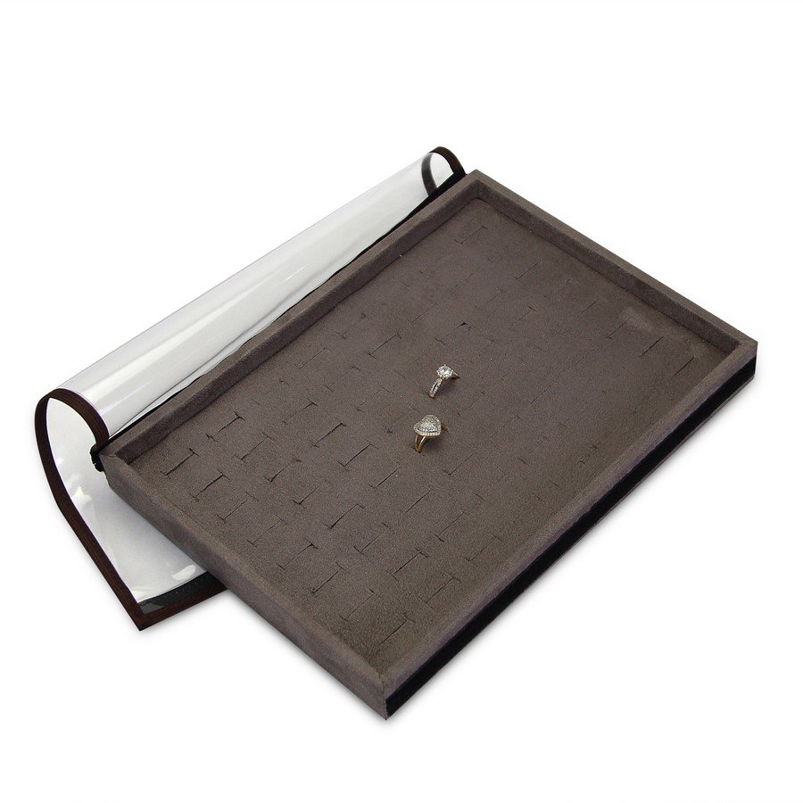 Bandeja Média Expositora para Anéis - 21,5x29,5x3,3 cm. Suede Marrom