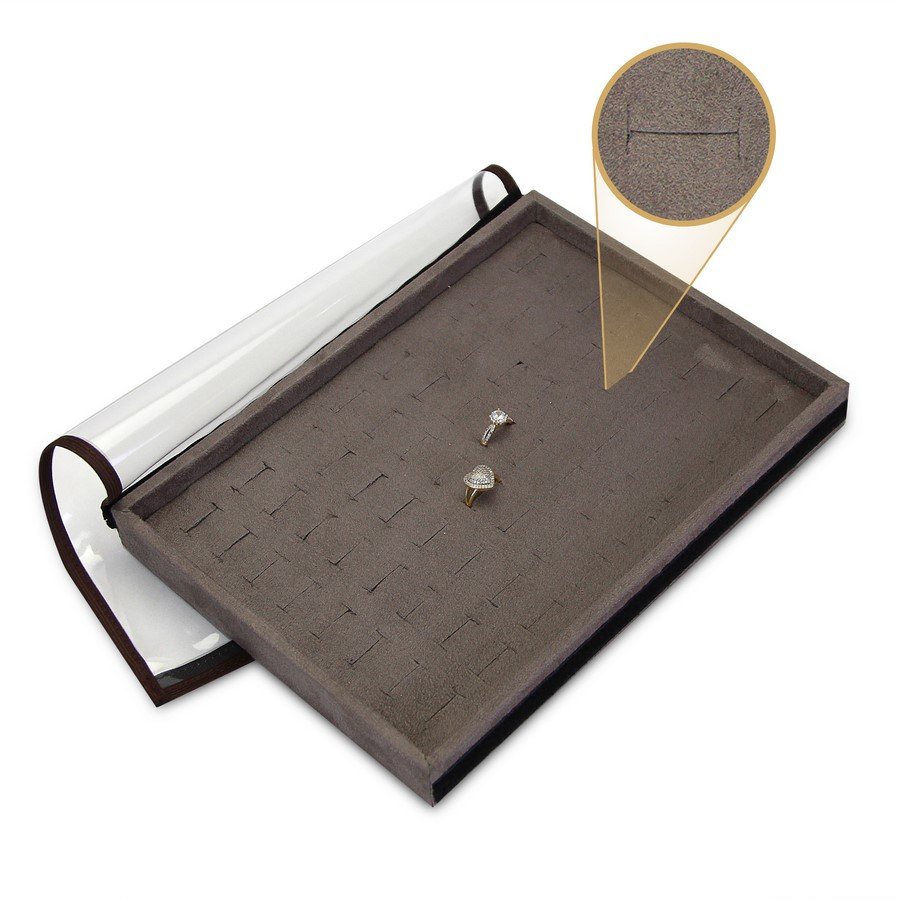 Bandeja Média Expositora para Anéis - 21,5x29,5x3,3 cm. Suede Marrom