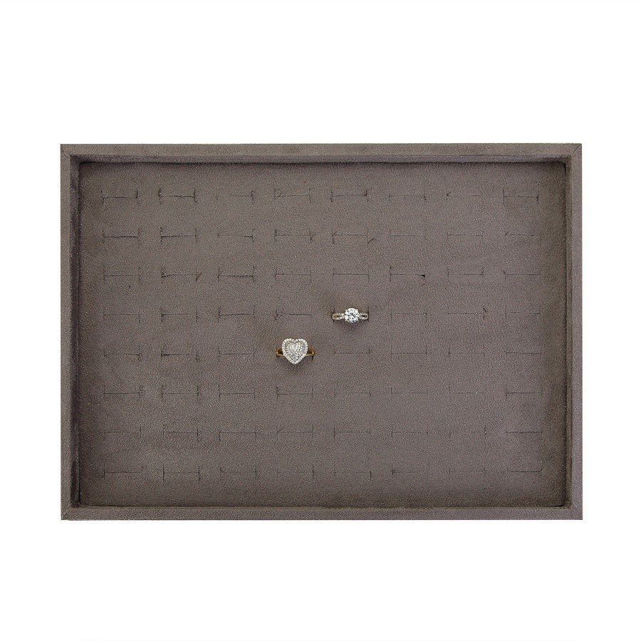 Bandeja Média Expositora para Anéis - 21,5x29,5x3,3 cm. Suede Marrom