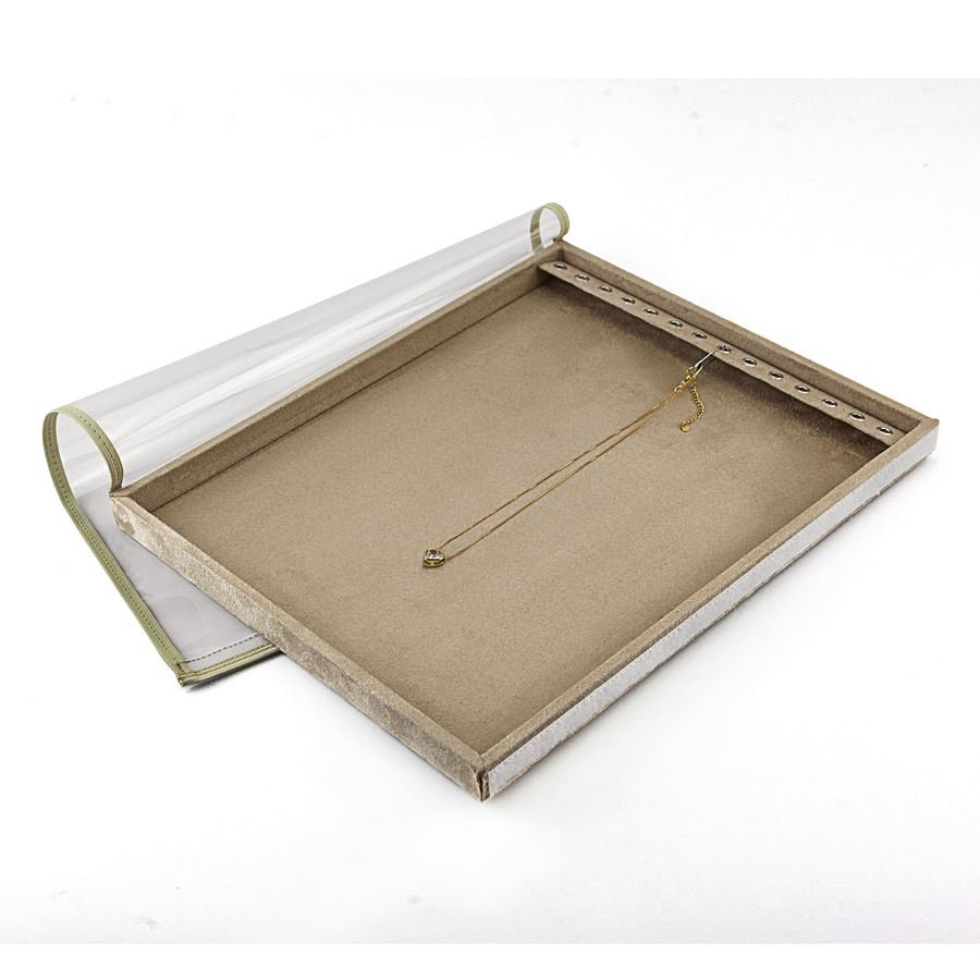 Bandeja Grande Expositora para Correntes - 29,5x36,5x2,3 cm. Suede Bege