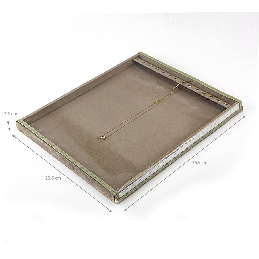 Bandeja Grande Expositora para Correntes - 29,5x36,5x2,3 cm. Suede Bege