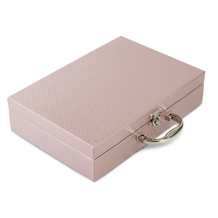 Maleta Grande Dupla com Placa 24,5x35,5x8,5 cm Rodes Rosê Metalizado - Suede Rosê