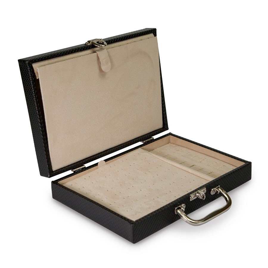 Maleta Média Simples Mista com Placa 20x29x6,5 cm Rodes Preto - Suede Bege