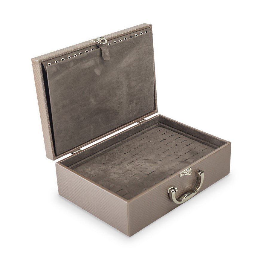 Maleta Grande Tripla Mista Placa 24,5x35,5x11,0cm Rodes Capuccino Metalizado - Suede Marrom