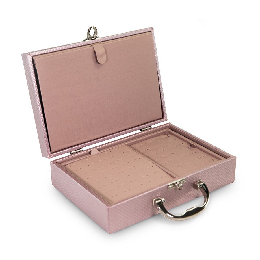 Maleta Expositora com Placa para Joias - 20x29x8,5 cm. Rodes Rosê Metalizado - Dunny Rosa Cha