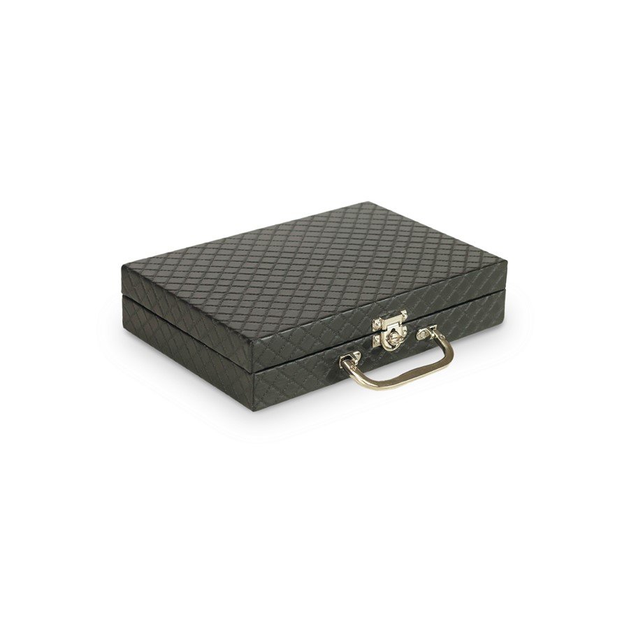 Maleta Média Simples Mista com Placa 20x29x6,5 cm Matelassê Preto - Dunny Preto