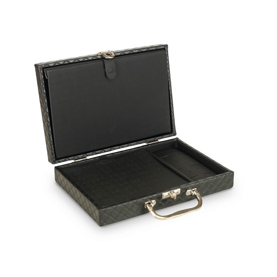 Maleta Média Simples Mista com Placa 20x29x6,5 cm Matelassê Preto - Dunny Preto