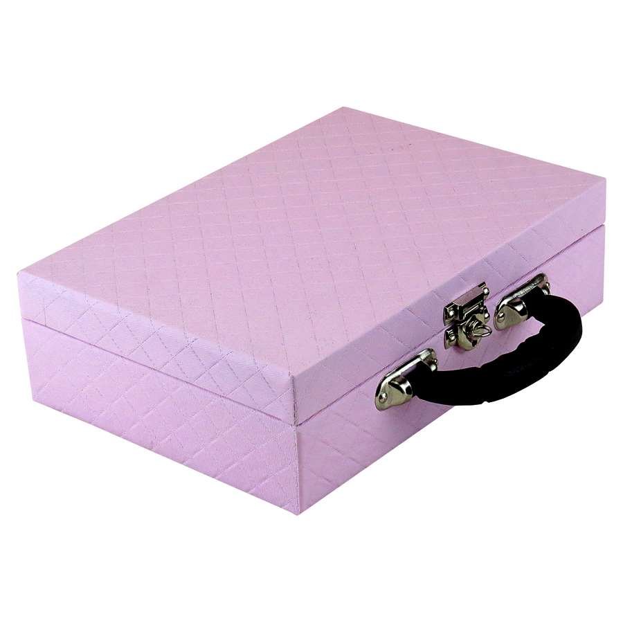 Maleta Média com Placa para Joias - 20x29x8,5 cm. Djon Rosa - Veludo Preto