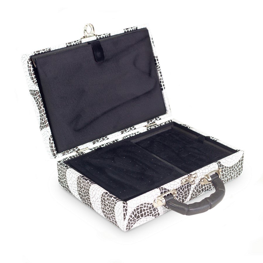 Maleta Média com Placa para Joias - 20x29x8,5 cm. Ipanema - Veludo Preto