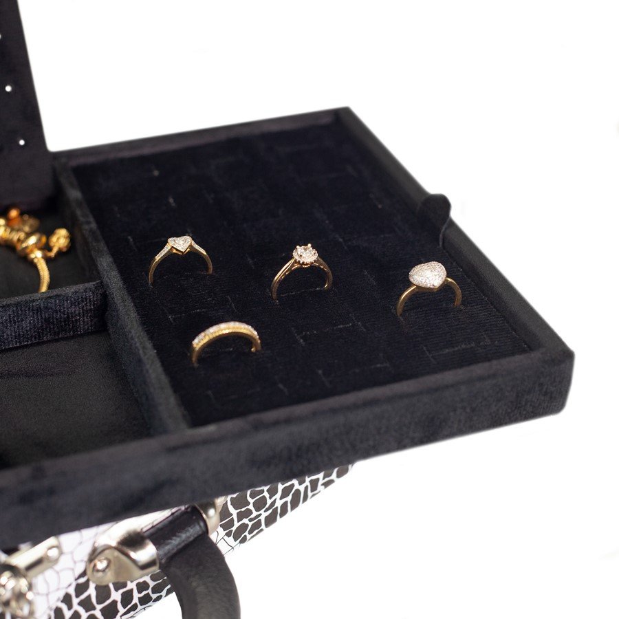 Maleta Média com Placa para Joias - 20x29x8,5 cm. Ipanema - Veludo Preto