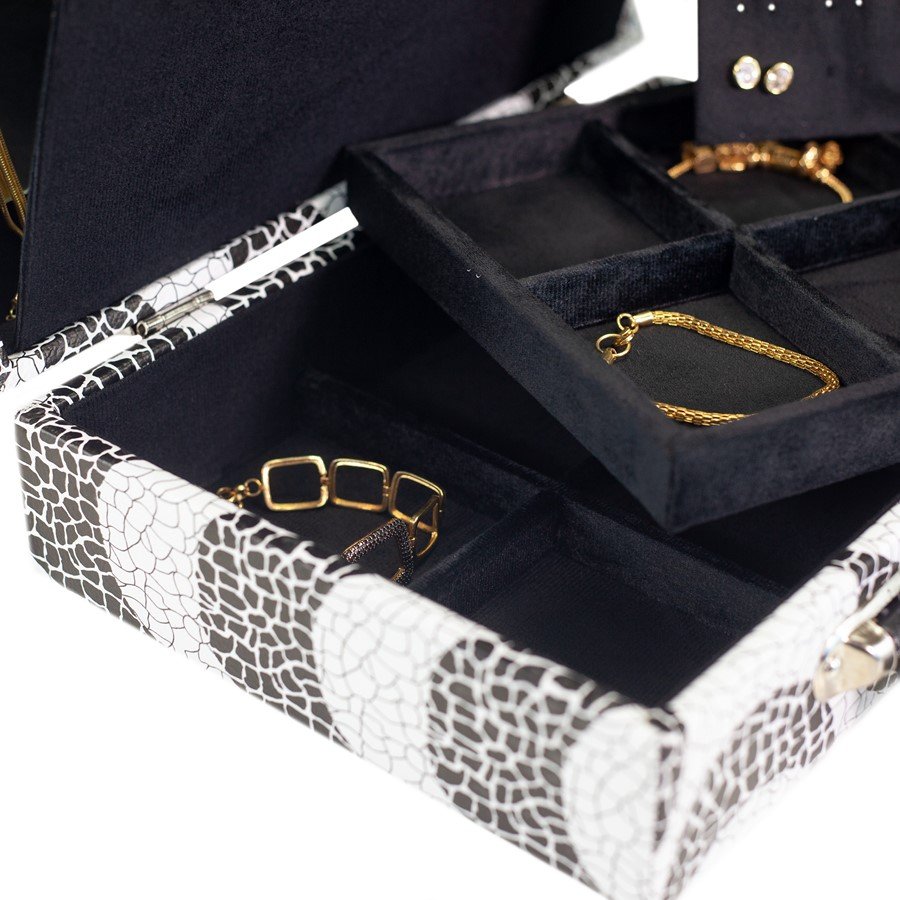 Maleta Média com Placa para Joias - 20x29x8,5 cm. Ipanema - Veludo Preto