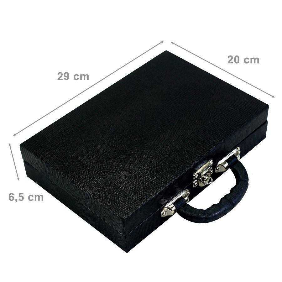 Maleta Média Expositora com Placa para Joias - 20x29x6,5cm. Reptil Preto - Veludo Preto