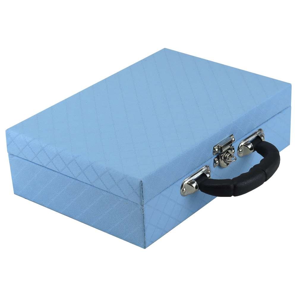 Maleta Média Expositora com Placa para Joias - 20x29x6,5cm. Djon Azul Bebê - Veludo Preto