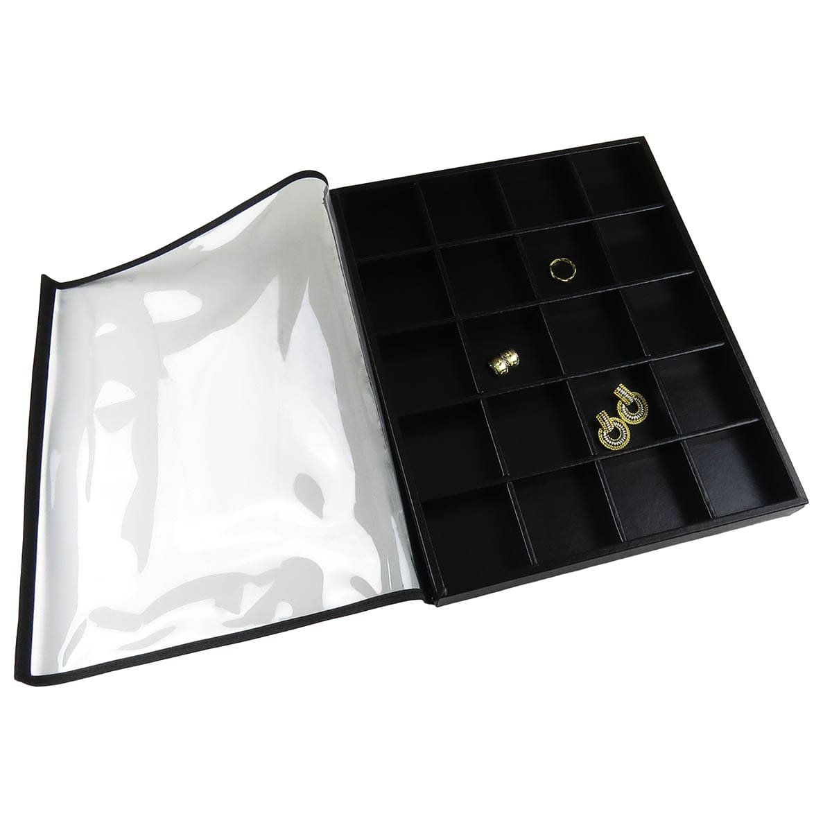Bandeja Grande Expositora para Joias - 29,5x36,5x3,3 cm. Vinil Vinil Helene Preto