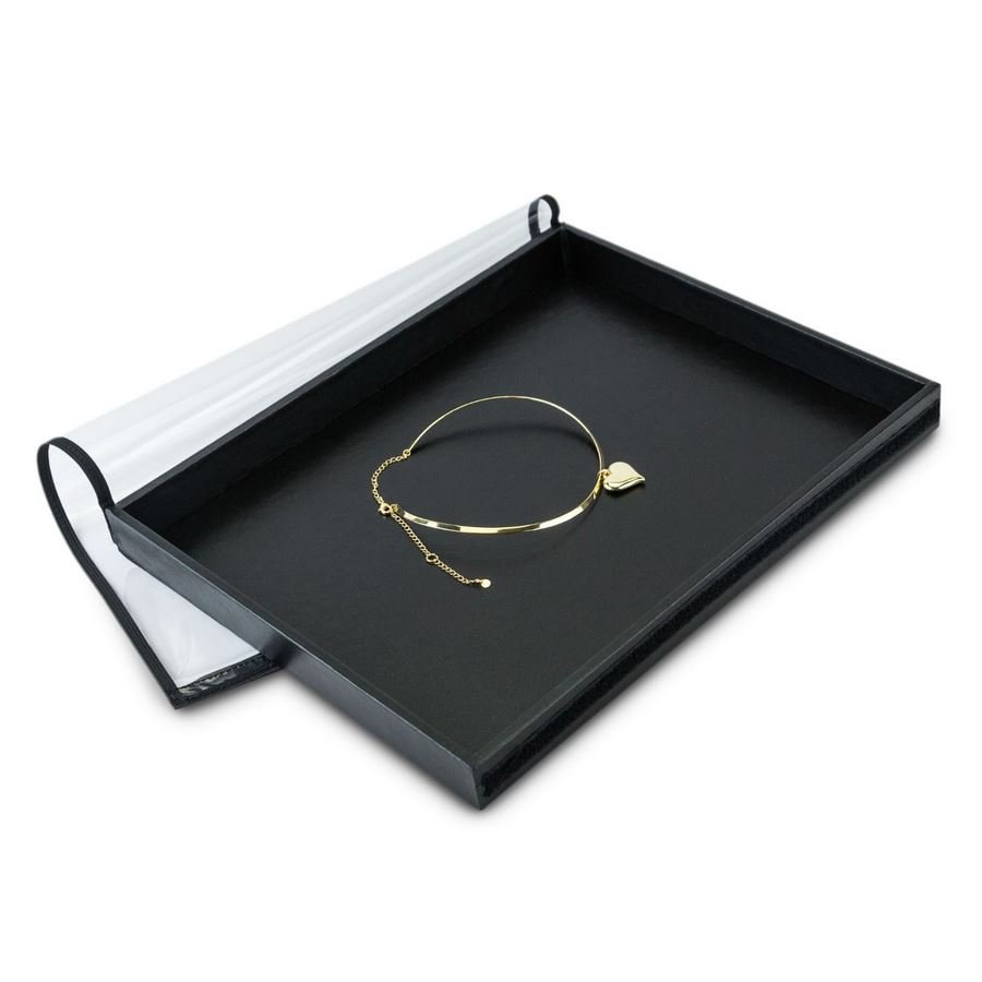 Bandeja Expositora Para Joias Lisa-29,5x36,5x3,3 cm Vinil Vinil Helene Preto