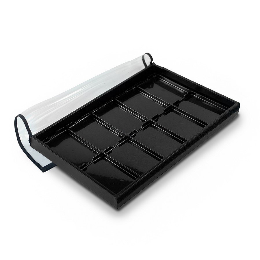 Bandeja 25x37x3 Slim 10 Esp. c/Tampa Vulca Vinil Vinil Helene Preto