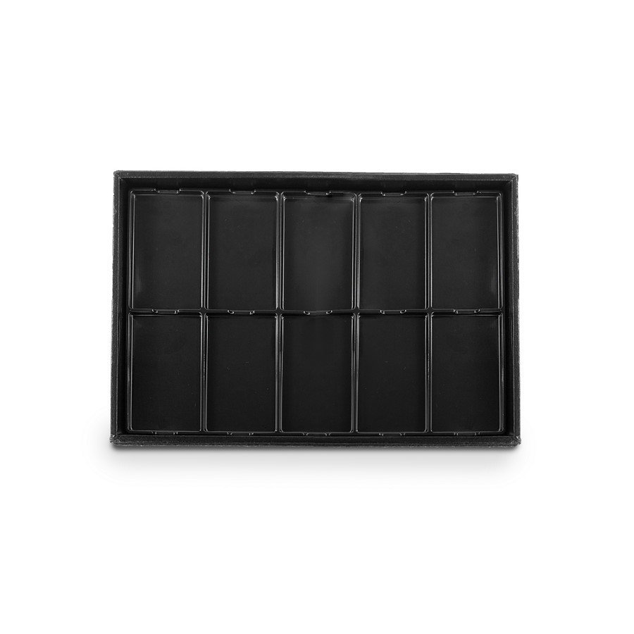 Bandeja 25x37x3 Slim 10 Esp. c/Tampa Vulca Vinil Vinil Helene Preto
