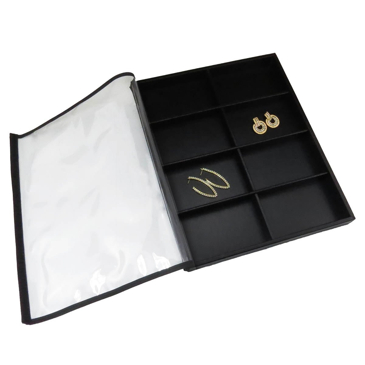 Bandeja Expositora Para Joias - 29,5x36,5x3,3 cm -Com Tampa Vinil Vinil Helene Preto