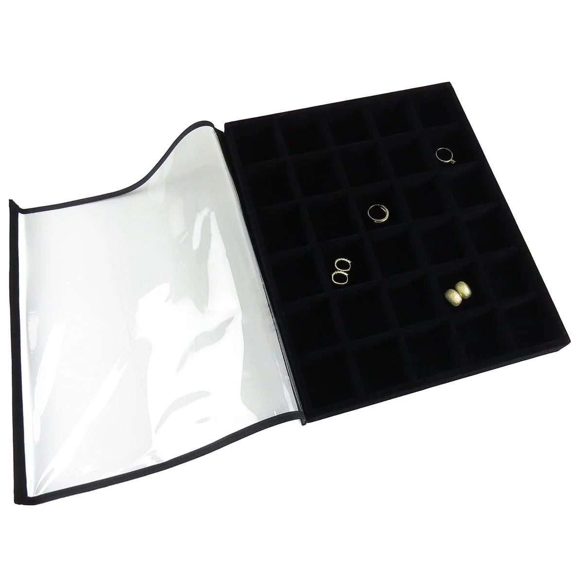 Bandeja Expositora Para Joias-Grande -29,5x36,5x3,3 cm Vinil Vinil Helene Preto