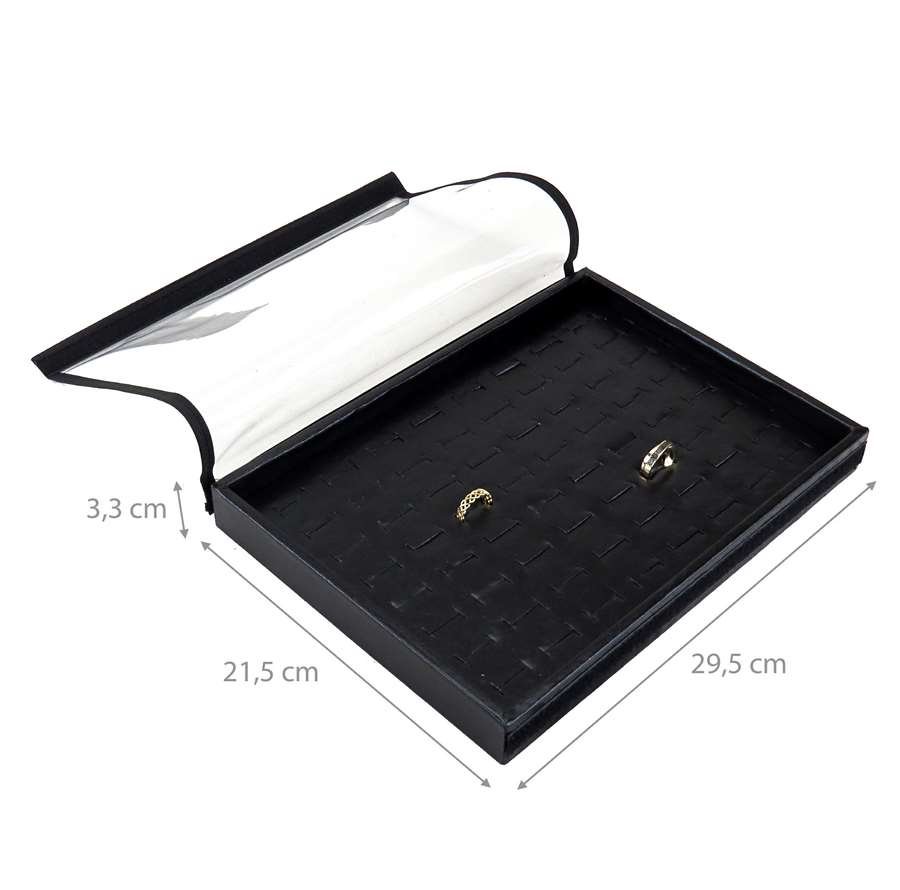 Bandeja Expositora Para Anéis-21,5x29,5x3,3 cm Vinil Vinil Helene Preto