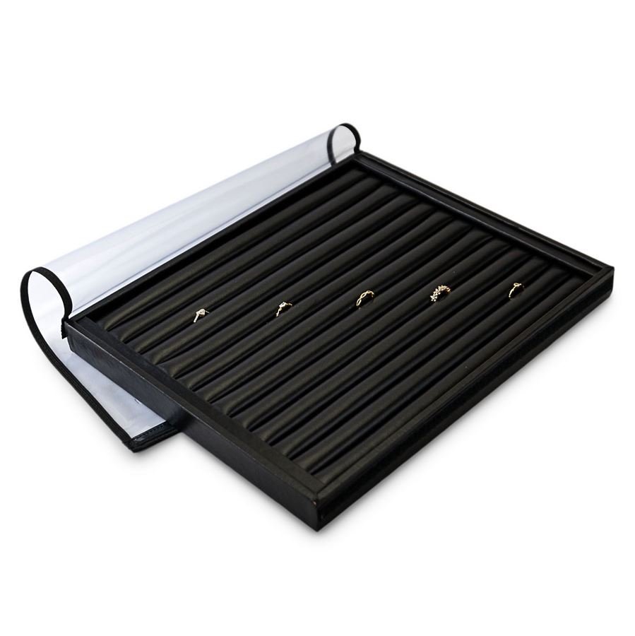 Bandeja Expositora Para Anéis-13 Roletes- 29,5x36,5x3,3 cm Vinil Vinil Helene Preto