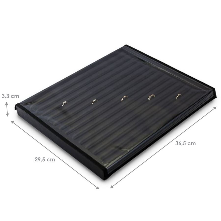 Bandeja Expositora Para Anéis-13 Roletes- 29,5x36,5x3,3 cm Vinil Vinil Helene Preto