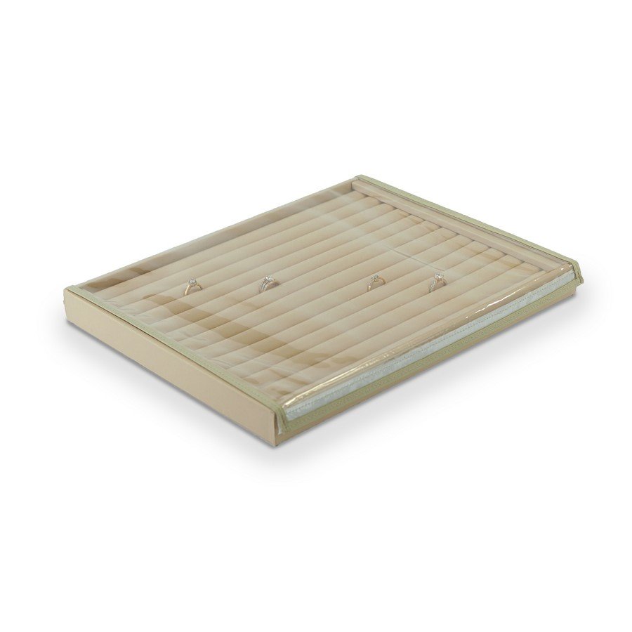 Bandeja Expositora Para Anéis-13 Roletes- 29,5x36,5x3,3 cm Vinil Vinil Marfim