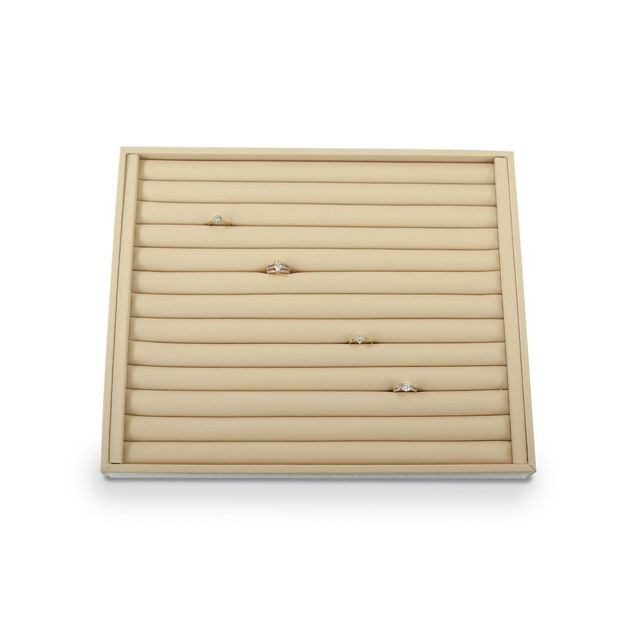 Bandeja Expositora Para Anéis-13 Roletes- 29,5x36,5x3,3 cm Vinil Vinil Marfim