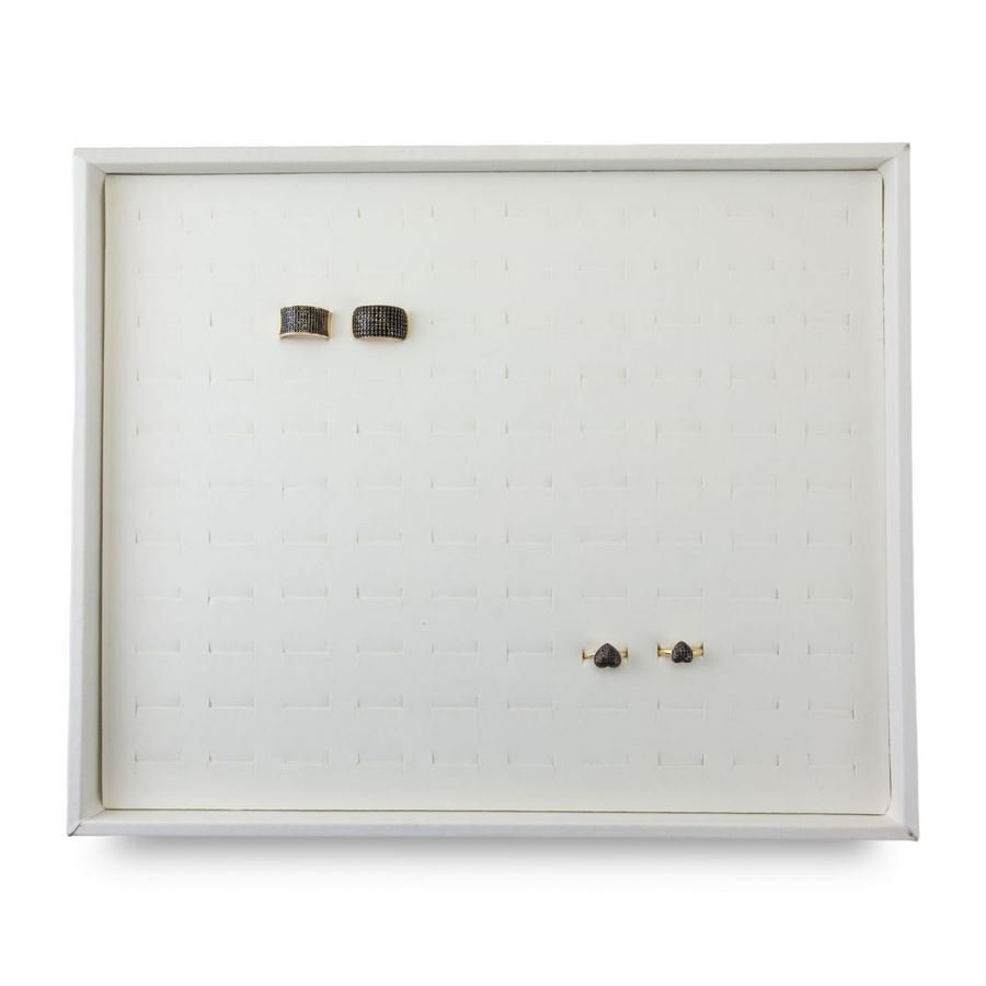 Bandeja Mostruário Para Anéis - 29,5x36,5x3,3 cm Vinil Vinil Branco